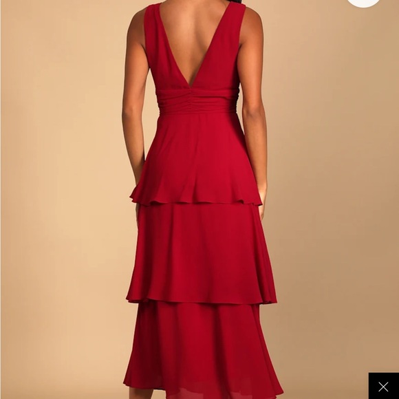 Lulu's Celebration Time Red Sleeveless Tiered Dress - Picture 5 of 5